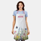 Waterverf Wildflower Border Hebreeuws Roze Schort (Gedragen)