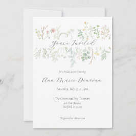 Waterverf Wildflower Border Invitation Kaart