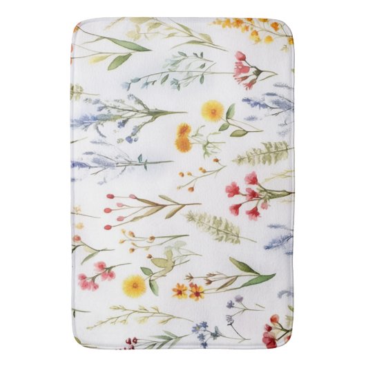 Waterverf Wildflower Botanical Badmat (Voorkant Verticaal)