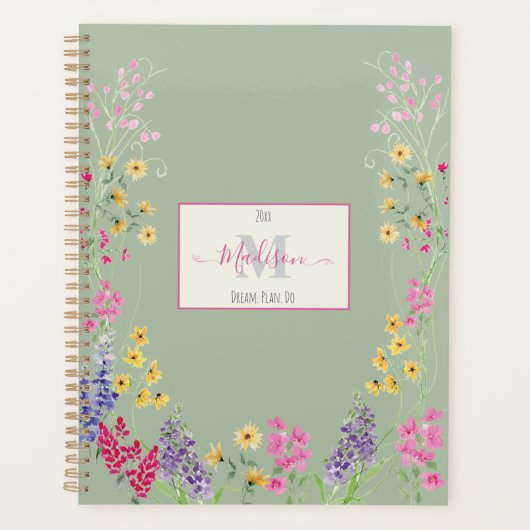 Waterverf Wildflower Botanische Krans Planner (Voorkant)