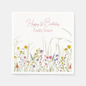 Waterverf Wildflower Botanische Partij Servet (Voorkant)