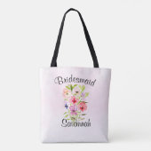 Waterverf Wildflower Bouquet Bridesmaid Wedding Tote Bag (Achterkant)