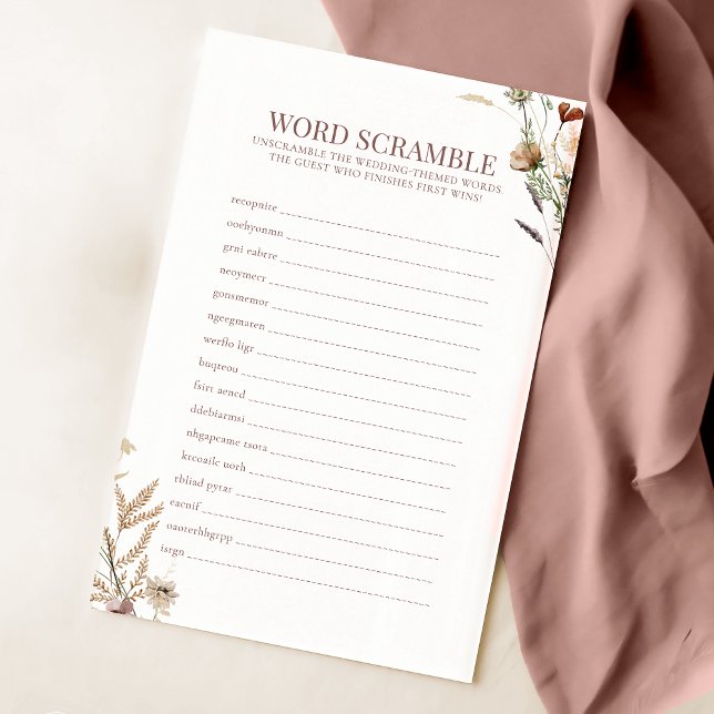 Waterverf Wildflower Bridal Word Scramble spel (Creator heeft geüpload)