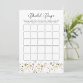 Waterverf Wildflower Bruids Bingo Game Kaart (Staand voorkant)