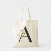 Waterverf Wildflower Bruidsmeisje Initiaal "A" Tote Bag (Voorkant)