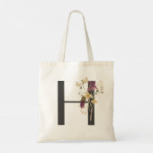 Waterverf Wildflower Bruidsmeisje Initiaal "H" Tote Bag (Achterkant)