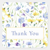 Waterverf Wildflower bruiloft dank u Vierkante Sticker (Voorkant)