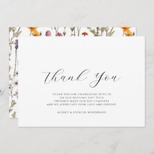 Waterverf wildflower bruiloft flat dank u kaart