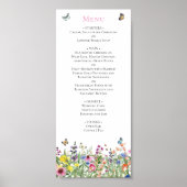 Waterverf Wildflower Bruiloft Menu Poster (Voorkant)