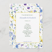 Waterverf Wildflower bruiloft programma (Voorkant / Achterkant)