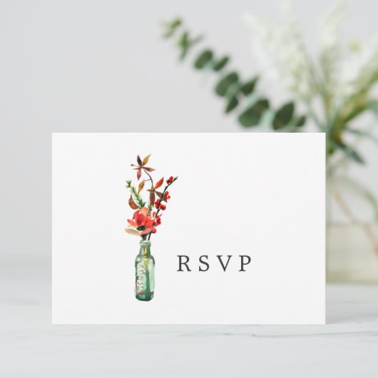 Waterverf Wildflower bruiloft RSVP Kaartje (Staand voorkant)