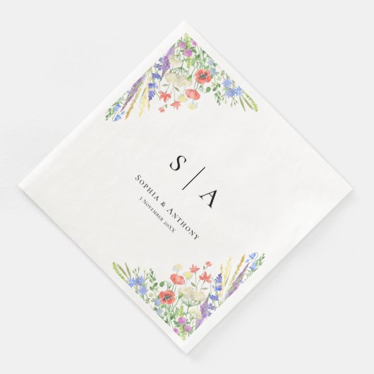 Waterverf Wildflower bruiloft servetten (Hoek)