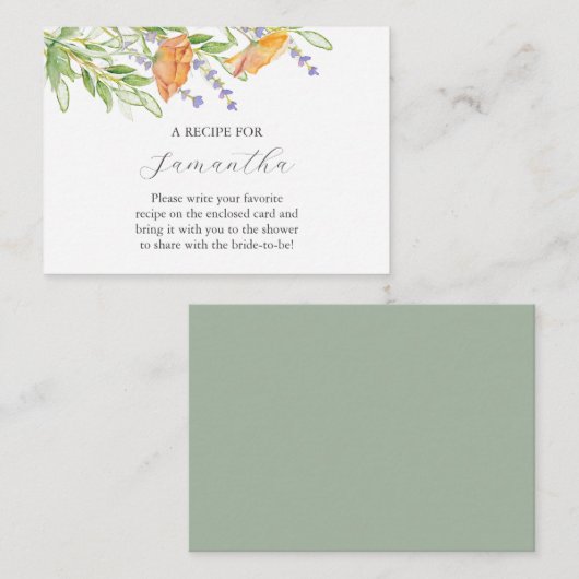 Waterverf Wildflower bruiloft thema Informatiekaartje (Voorkant / Achterkant)