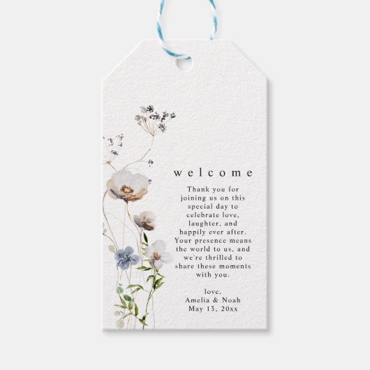 Waterverf Wildflower Bruiloft Welkom Cadeau Label Cadeaulabel (Voorkant)