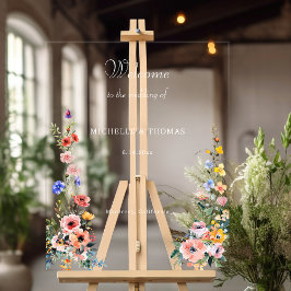 Waterverf Wildflower bruiloft Welkomstbord Acryl Bord