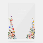 Waterverf Wildflower bruiloft Welkomstbord Acryl Bord (Voorkant)