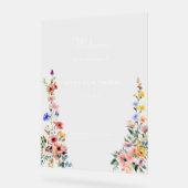 Waterverf Wildflower bruiloft Welkomstbord Acryl Bord (Hoek)