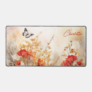 Waterverf Wildflower Butterfly Gepersonaliseerde n Bureaumat