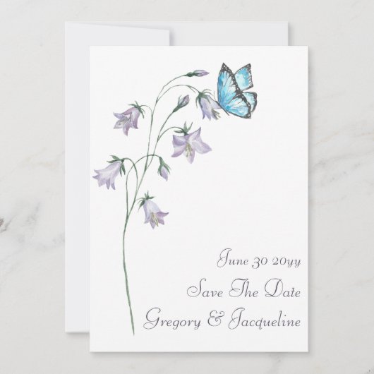 Waterverf Wildflower Butterfly Sla de datum op Kaart (Voorkant)