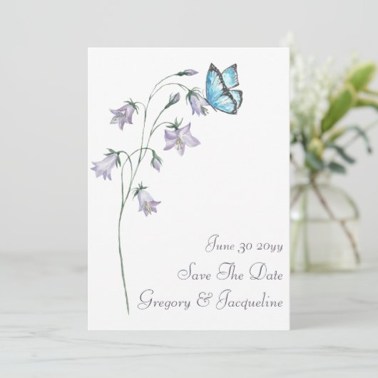 Waterverf Wildflower Butterfly Sla de datum op Kaart (Staand voorkant)