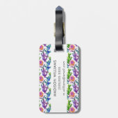 Waterverf Wildflower Cactus Patroon Bagagelabel (Achterkant verticaal)