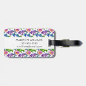 Waterverf Wildflower Cactus Patroon Bagagelabel (Achterkant horizontaal)