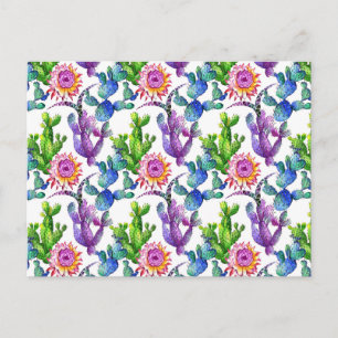 Waterverf Wildflower Cactus Patroon Briefkaart