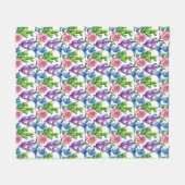 Waterverf Wildflower Cactus Patroon Fleece Deken (Voorkant (Horizontaal))