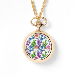 Waterverf Wildflower Cactus Patroon Horloge