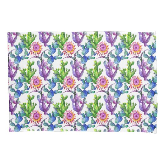Waterverf Wildflower Cactus Patroon Kussensloop (Voorkant-Links)