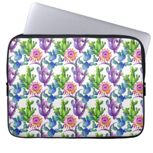 Waterverf Wildflower Cactus Patroon Laptop Sleeve