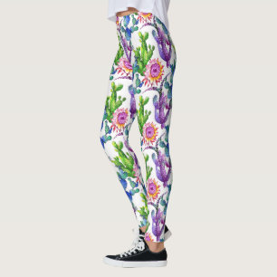Waterverf Wildflower Cactus Patroon Leggings