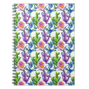 Waterverf Wildflower Cactus Patroon Notitieboek