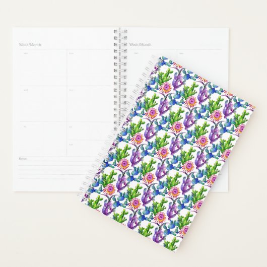 Waterverf Wildflower Cactus Patroon Planner (Display)