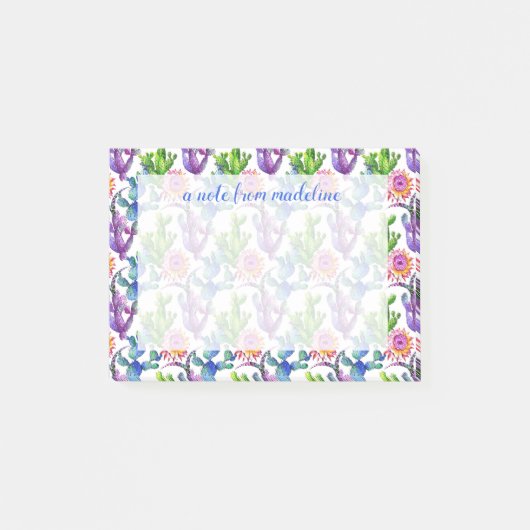Waterverf Wildflower Cactus Patroon Post-it® Notes (Voorkant)