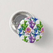 Waterverf Wildflower Cactus Patroon Ronde Button 3,2 Cm (Voorkant /achterkant)