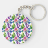Waterverf Wildflower Cactus Patroon Sleutelhanger (Achterkant)