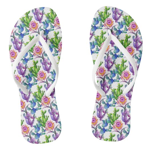 Waterverf Wildflower Cactus Patroon Teenslippers (Voetbed)
