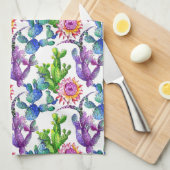 Waterverf Wildflower Cactus Patroon Theedoek (Quarter Fold)