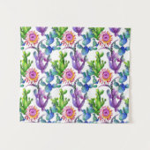 Waterverf Wildflower Cactus Patroon Wandkleed (Voorkant (horizontaal))