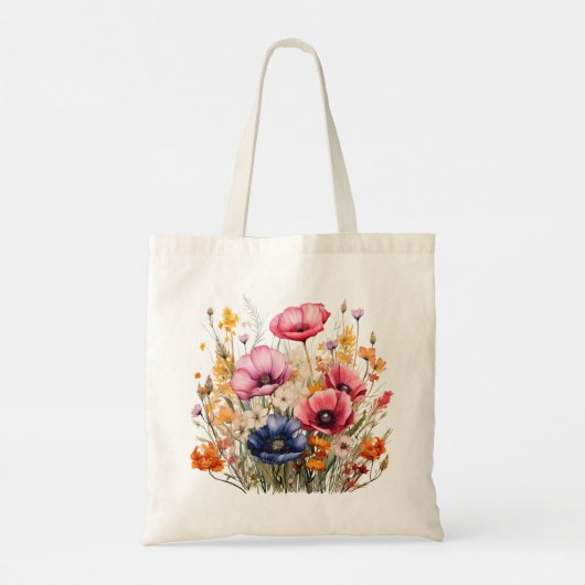 Waterverf Wildflower Canvas tas (Achterkant)