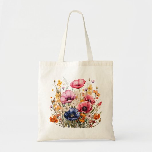 Waterverf Wildflower Canvas tas (Voorkant)