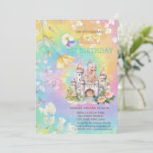 Waterverf Wildflower Castle Tie Verjaardag Kaart (Staand voorkant)