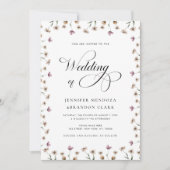 Waterverf Wildflower Classic Calligraphy Wedding Kaart (Voorkant)