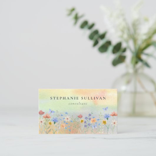 Waterverf Wildflower Consultant Visitekaartje (Staand voorkant)