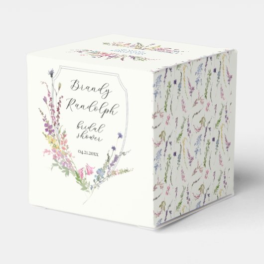 Waterverf Wildflower Crest Cube Bedankdoosjes (Achterkant)