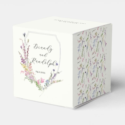 Waterverf Wildflower Crest Cube Bedankdoosjes (Achterkant)