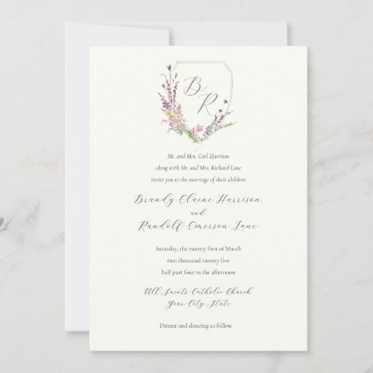 Waterverf Wildflower Crest Kaart (Voorkant)