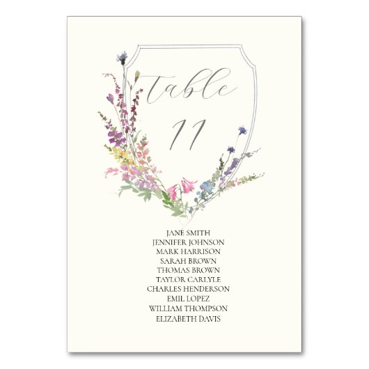 Waterverf Wildflower Crest Kaart (Voorkant)