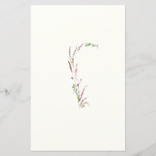 Waterverf Wildflower Crest Menu (Achterkant)